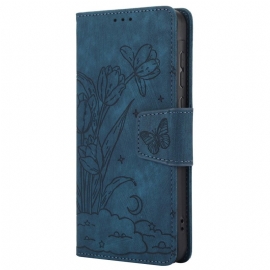 Folio Deksel Til Motorola Edge 50 Pro Floral Print Stropp