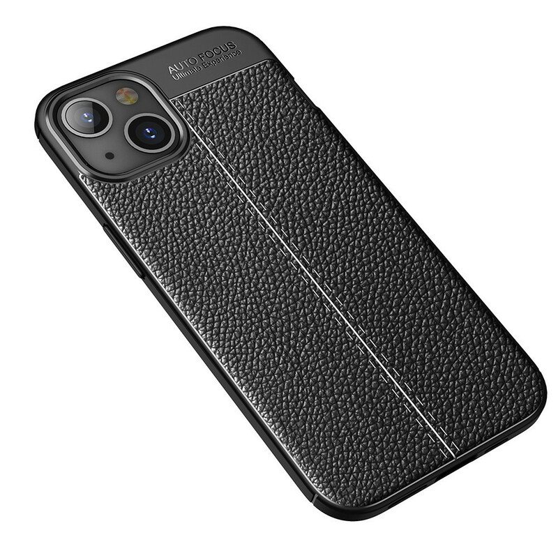 Deksel Til iPhone 13 Mini Dobbel Linje Litchi Leather Effect