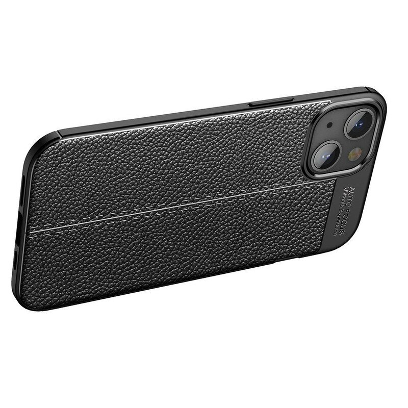 Deksel Til iPhone 13 Mini Dobbel Linje Litchi Leather Effect