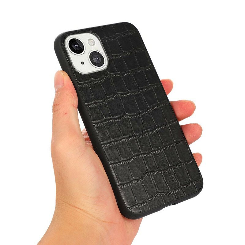 Deksel Til iPhone 13 Mini Ekte Crocodile Texture Lær