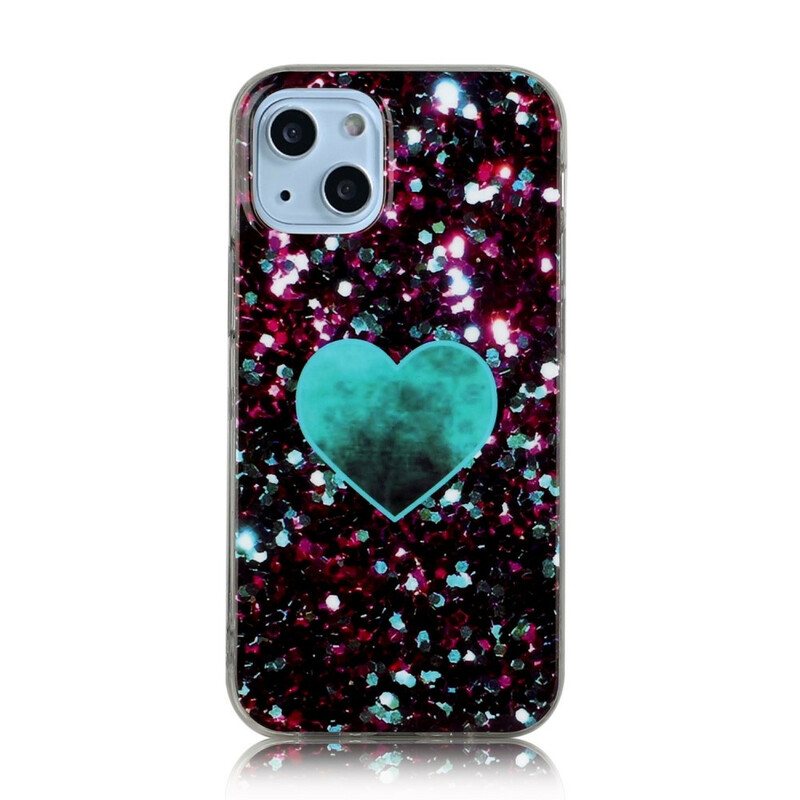 Deksel Til iPhone 13 Mini Glitter Marmor