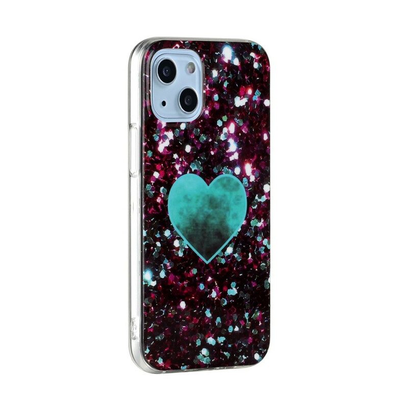 Deksel Til iPhone 13 Mini Glitter Marmor