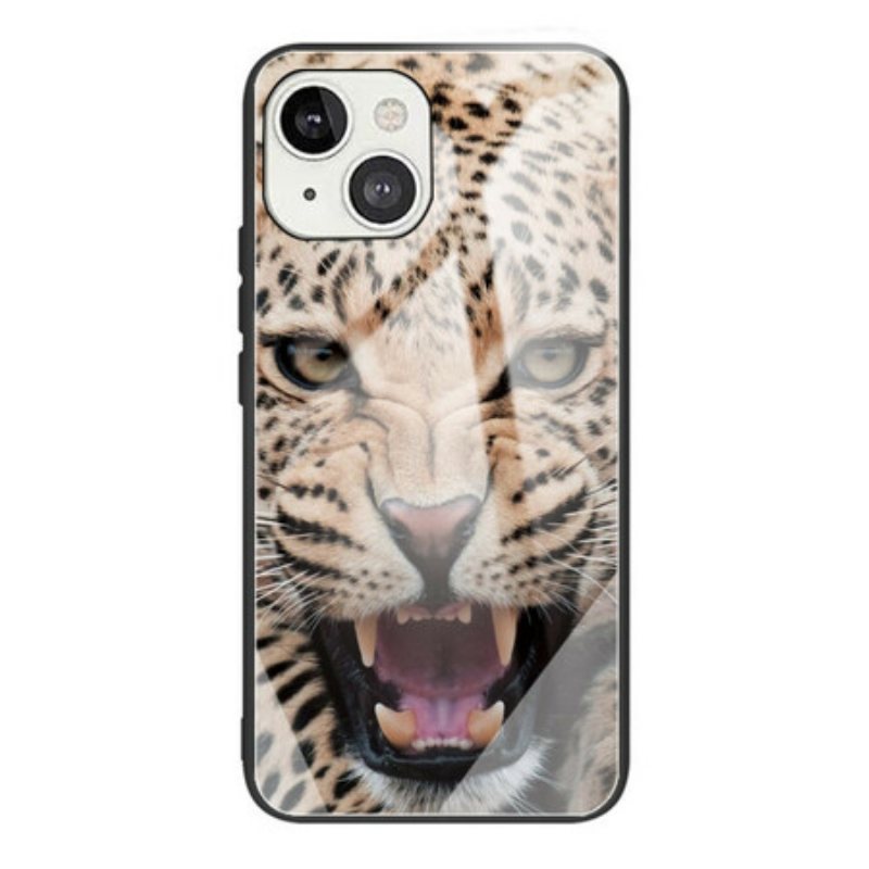 Deksel Til iPhone 13 Mini Leopard Herdet Glass