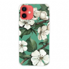 Deksel Til iPhone 13 Mini Malte Hvite Blomster