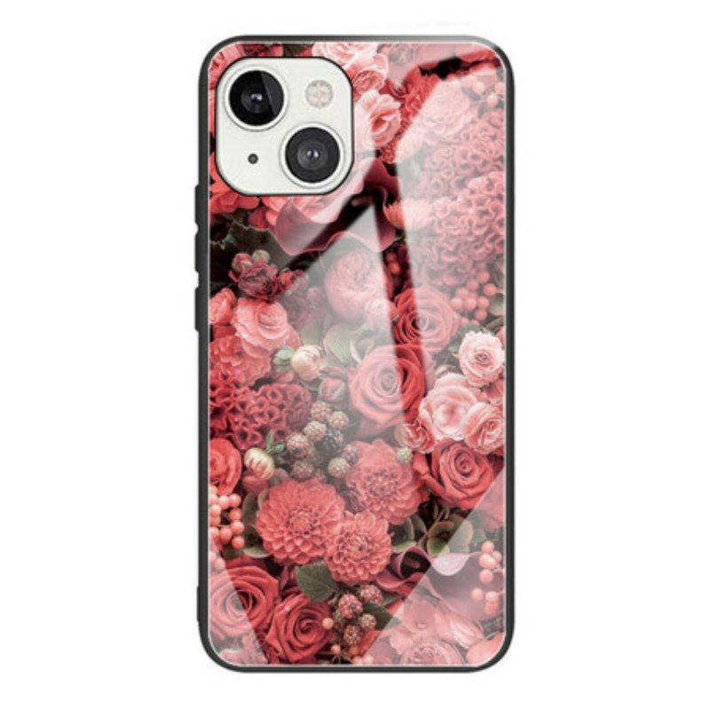 Deksel Til iPhone 13 Mini Rose Blomster Herdet Glass