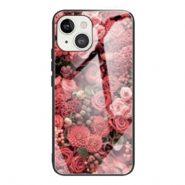 Deksel Til iPhone 13 Mini Rose Blomster Herdet Glass