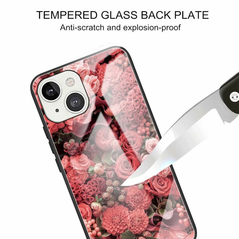 Deksel Til iPhone 13 Mini Rose Blomster Herdet Glass