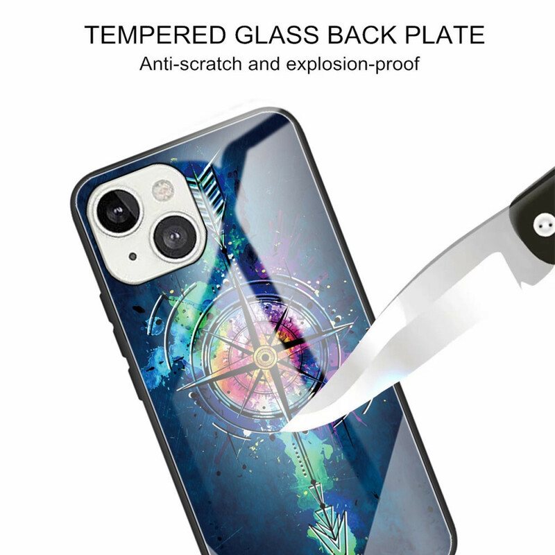 Deksel Til iPhone 13 Mini Vindrose Herdet Glass