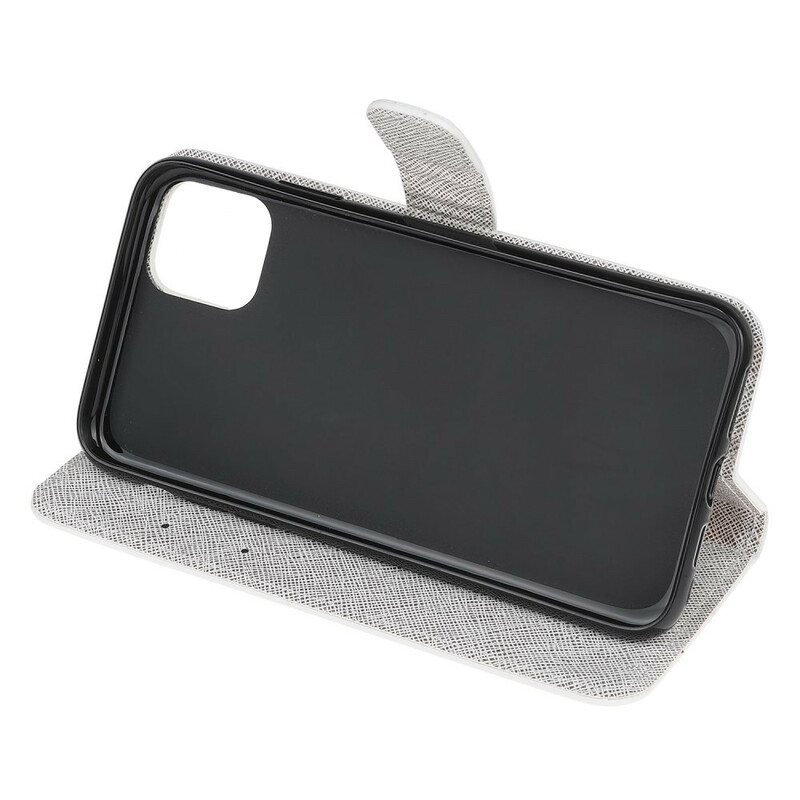 Folio Deksel Til iPhone 13 Mini Med Kjede Strappy Diamond Sommerfugler