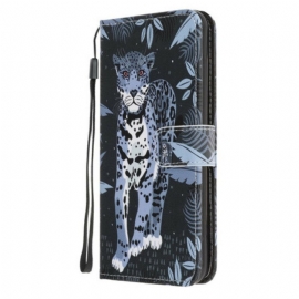 Folio Deksel Til iPhone 13 Mini Med Kjede Strappy Leopard