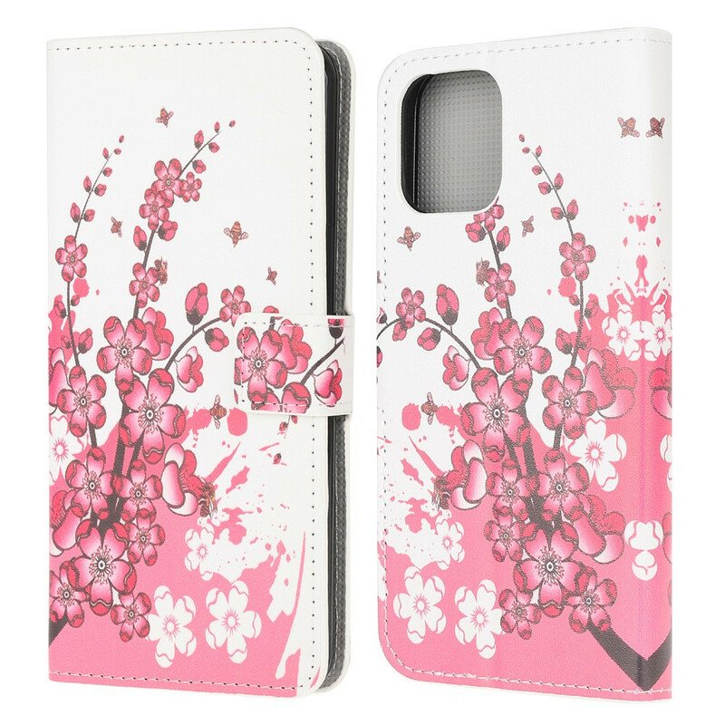 Folio Deksel Til iPhone 13 Mini Tropiske Blomster