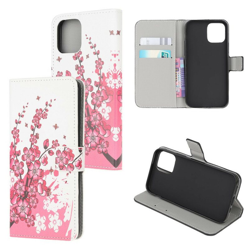 Folio Deksel Til iPhone 13 Mini Tropiske Blomster