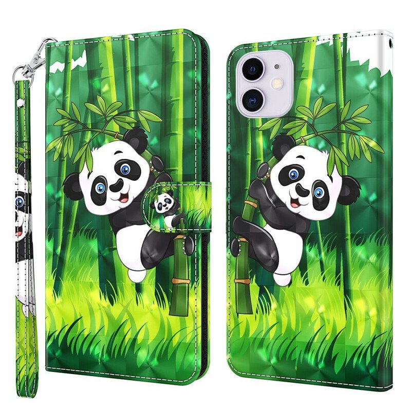 Lærdeksel Til iPhone 13 Mini Panda Og Bambus