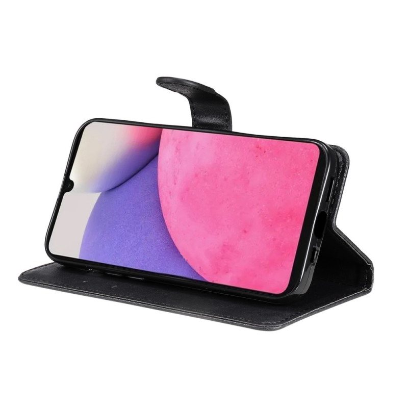 Folio Deksel Til Samsung Galaxy A33 5G Med Kjede Strappy Vanlig Skinnstil