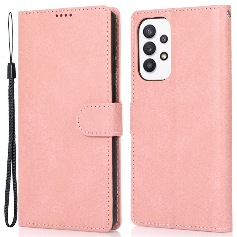 Folio Deksel Til Samsung Galaxy A33 5G Med Kjede Strappy Vintage Skinnstil