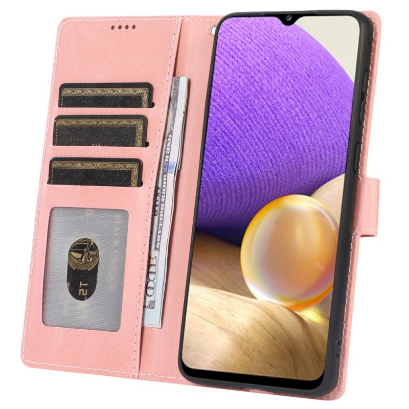 Folio Deksel Til Samsung Galaxy A33 5G Med Kjede Strappy Vintage Skinnstil