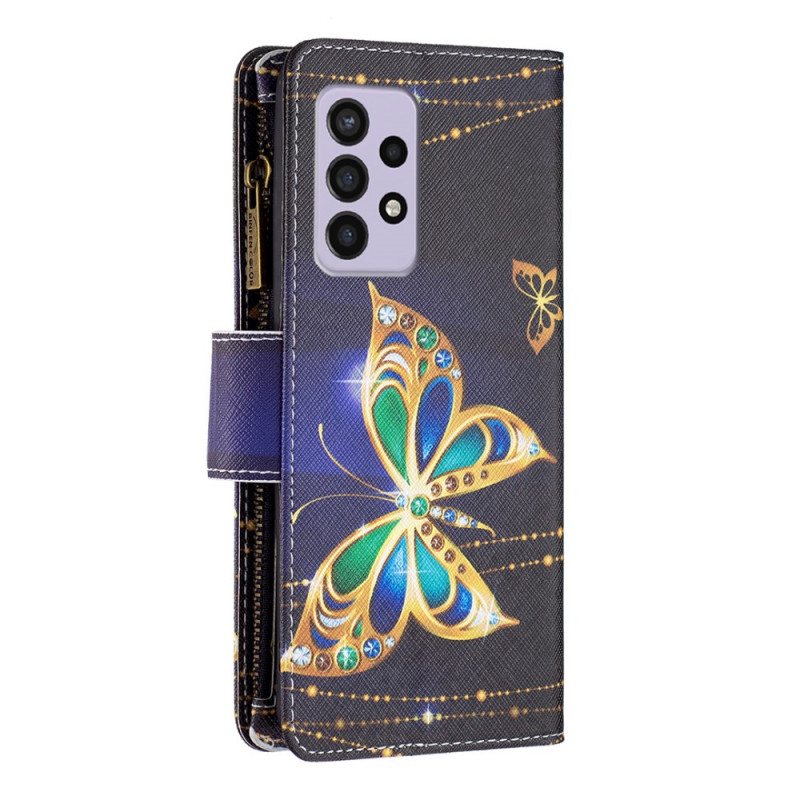 Folio Deksel Til Samsung Galaxy A33 5G Royal Butterfly Veske Med Glidelås