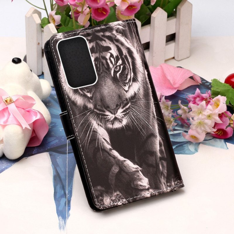 Lærdeksel Til Samsung Galaxy A33 5G Med Kjede Strappy Night Tiger