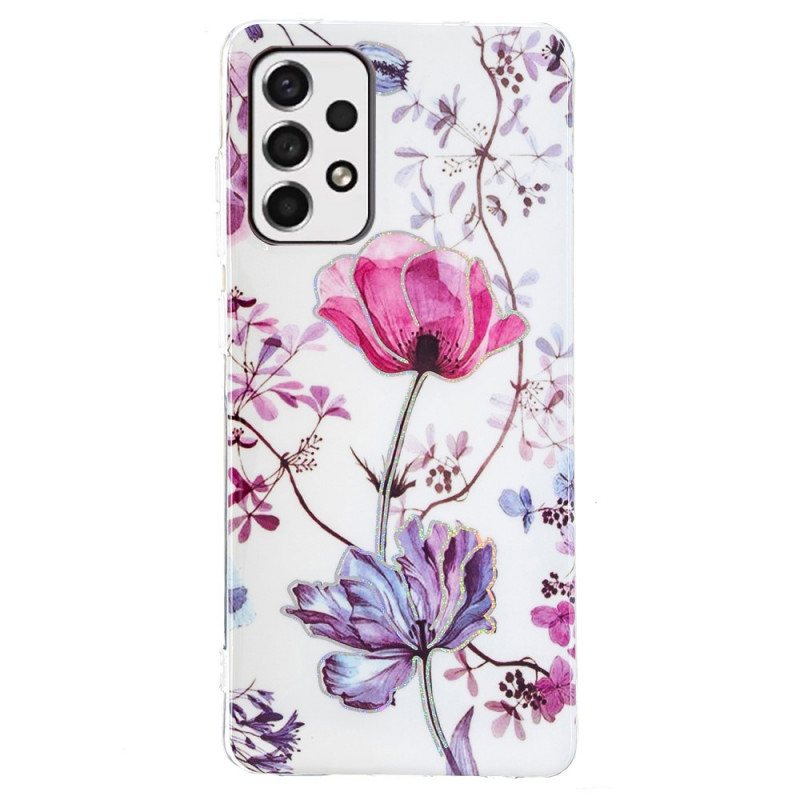 Mobildeksel Til Samsung Galaxy A33 5G Marmorerte Blomster