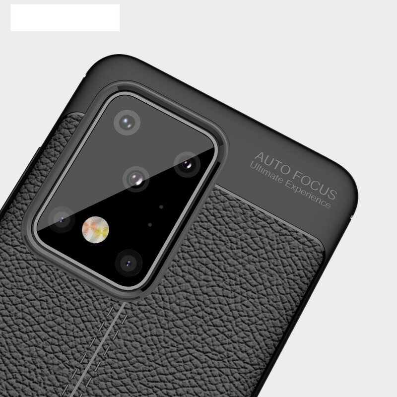 Deksel Til Samsung Galaxy S20 Ultra Dobbel Linje Litchi Leather Effect