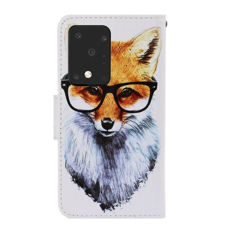 Folio Deksel Til Samsung Galaxy S20 Ultra Med Kjede Brainy Fox Med Stropp