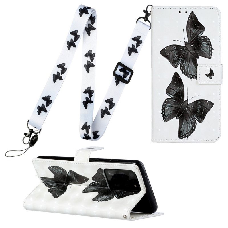 Folio Deksel Til Samsung Galaxy S20 Ultra Med Kjede Butterfly Justerbar Stropp