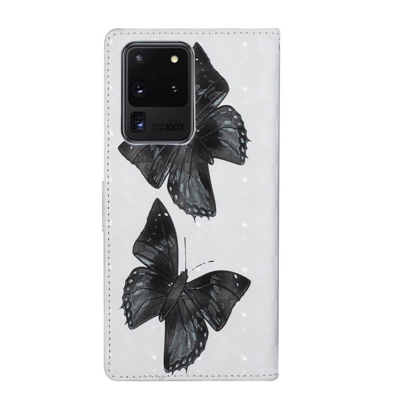 Folio Deksel Til Samsung Galaxy S20 Ultra Med Kjede Butterfly Justerbar Stropp