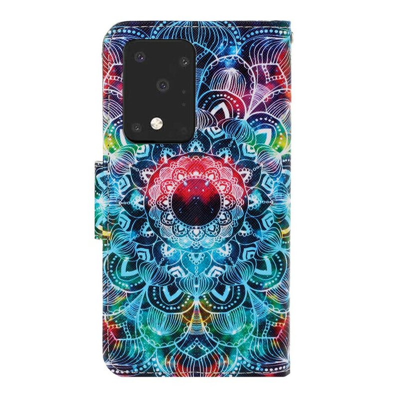 Folio Deksel Til Samsung Galaxy S20 Ultra Med Kjede Prangende Strappy Mandala