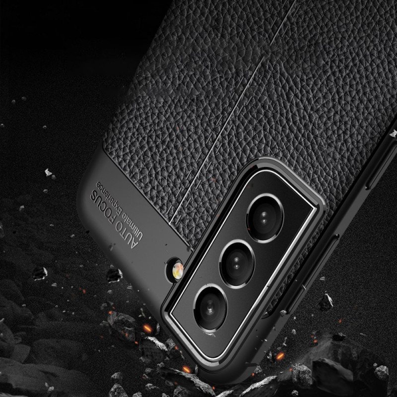 Deksel Til Samsung Galaxy S22 5G Dobbel Linje Litchi Leather Effect