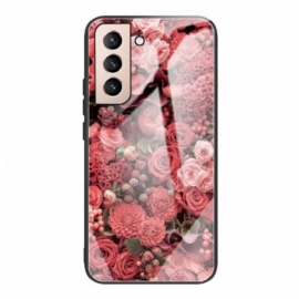 Deksel Til Samsung Galaxy S22 5G Rose Blomster Herdet Glass