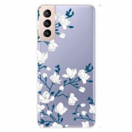 Deksel Til Samsung Galaxy S22 5G Sømløse Hvite Blomster