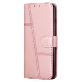 Folio Deksel Til Samsung Galaxy S22 5G Med Kjede Strappy Geo Leather Effect