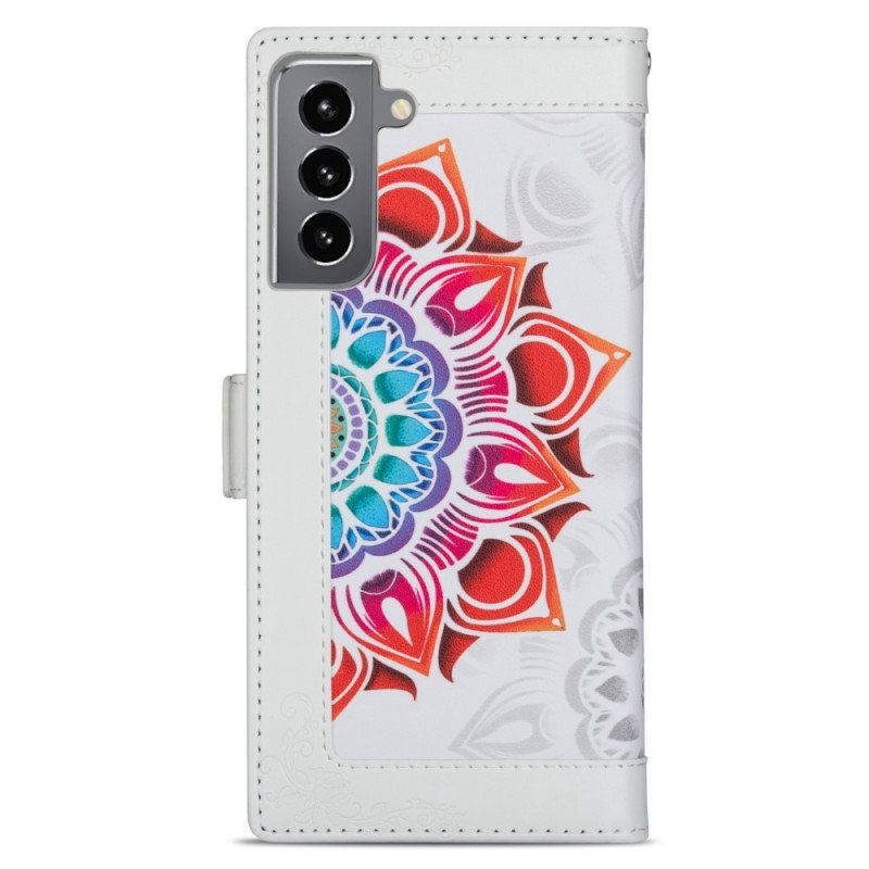 Folio Deksel Til Samsung Galaxy S22 5G Med Kjede Strappy Mandala Dekorasjon