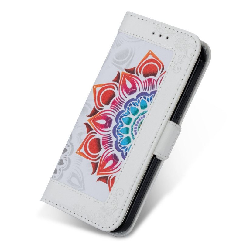 Folio Deksel Til Samsung Galaxy S22 5G Med Kjede Strappy Mandala Dekorasjon