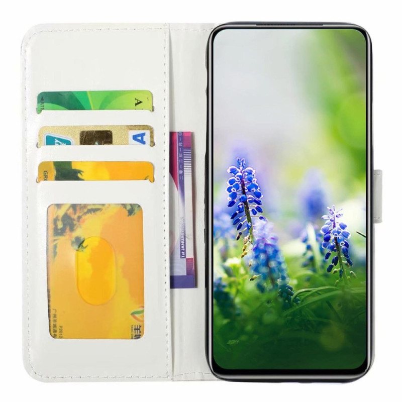 Folio Deksel Til Oppo Reno 8 Lite Med Kjede Blå Sommerfugler Med Stropp