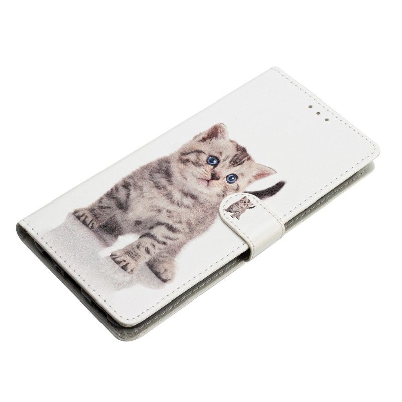 Folio Deksel Til Oppo Reno 8 Lite Med Kjede Strappy Kattunge