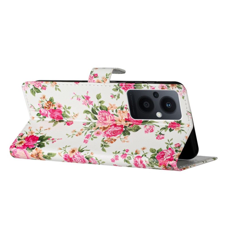 Folio Deksel Til Oppo Reno 8 Lite Med Kjede Stropp Liberty Flowers