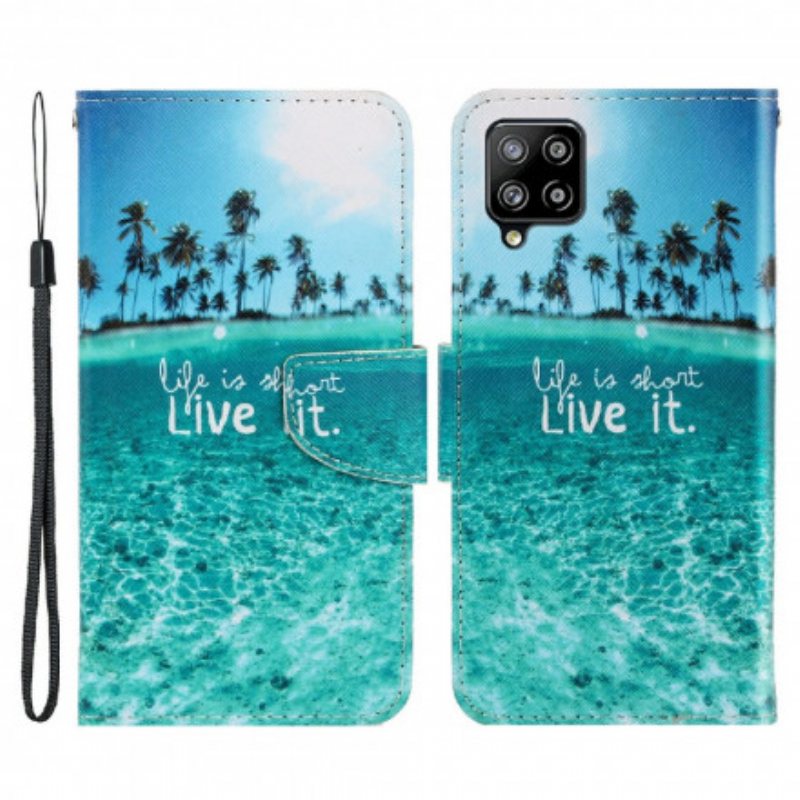 Folio Deksel Til Samsung Galaxy A22 Med Kjede Live It At Lanyard