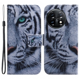 Lærdeksel Til OnePlus 11 5G Hvit Tiger