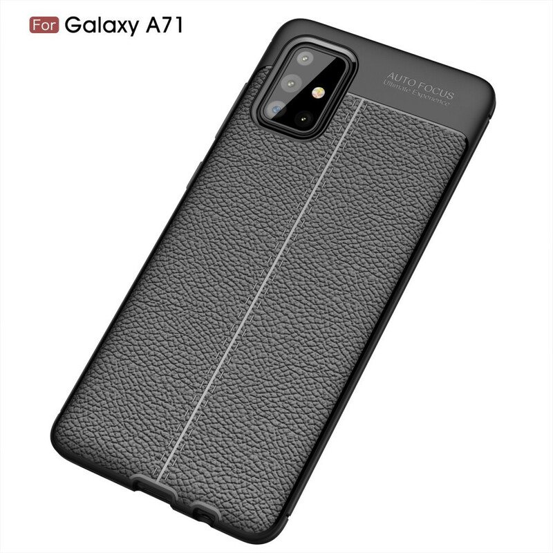 Deksel Til Samsung Galaxy A71 Dobbel Linje Litchi Leather Effect