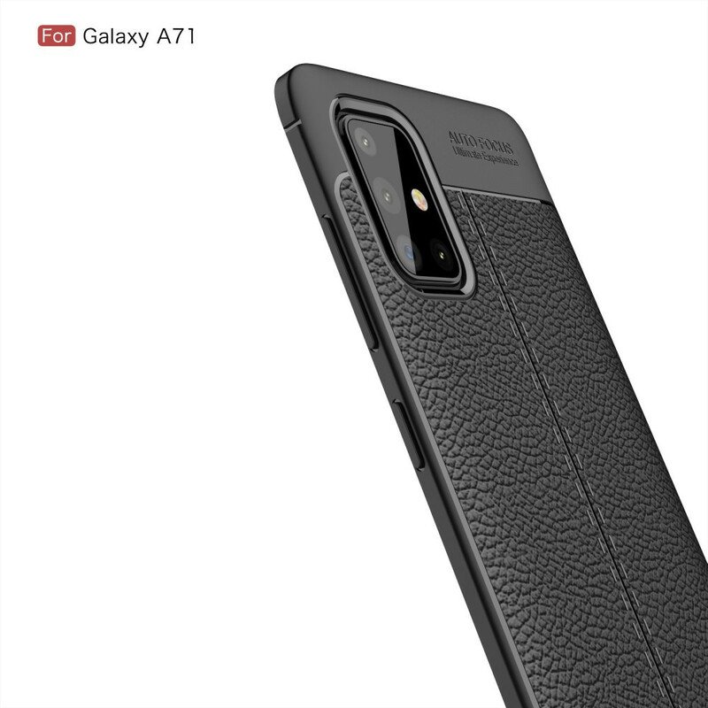 Deksel Til Samsung Galaxy A71 Dobbel Linje Litchi Leather Effect