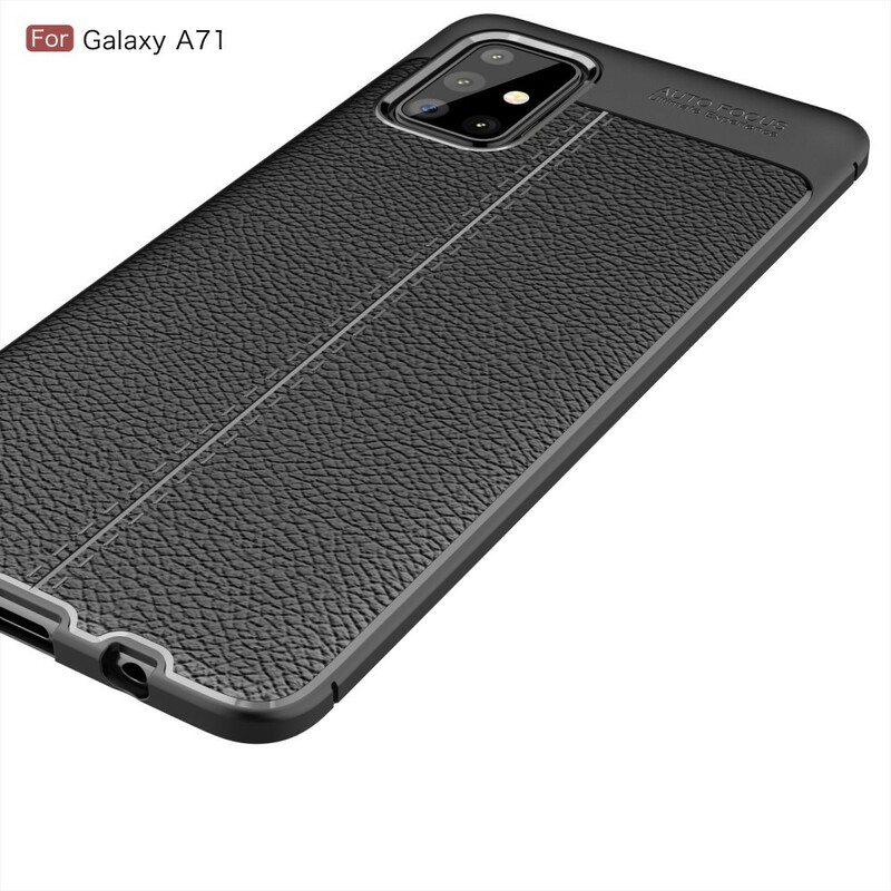 Deksel Til Samsung Galaxy A71 Dobbel Linje Litchi Leather Effect