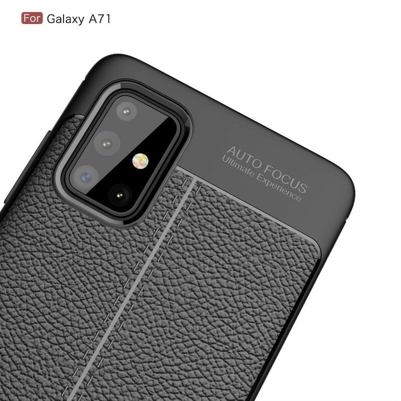 Deksel Til Samsung Galaxy A71 Dobbel Linje Litchi Leather Effect