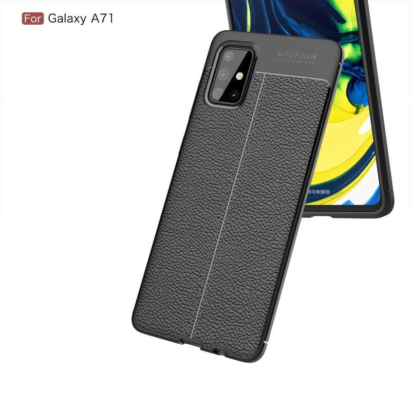 Deksel Til Samsung Galaxy A71 Dobbel Linje Litchi Leather Effect