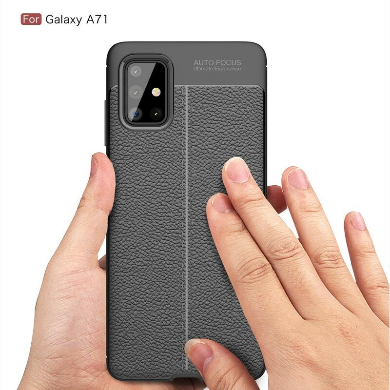 Deksel Til Samsung Galaxy A71 Dobbel Linje Litchi Leather Effect