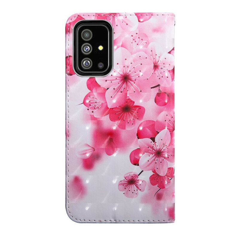 Folio Deksel Til Samsung Galaxy A71 Rosa Blomster