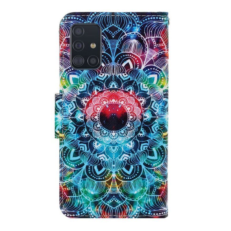 Lærdeksel Til Samsung Galaxy A71 Med Kjede Prangende Strappy Mandala