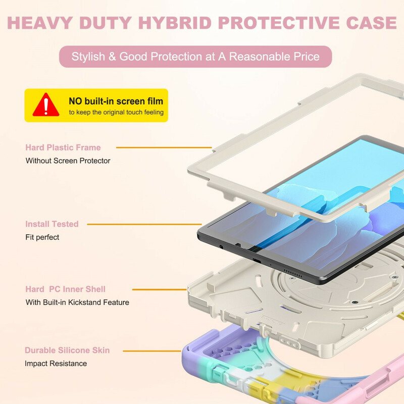 Deksel Til Samsung Galaxy Tab A7 Lite Multifunksjonsfarge På Skulderremmen