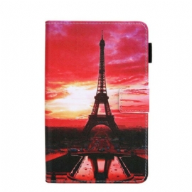 Folio Deksel Til Samsung Galaxy Tab A7 Lite Solnedgang Eiffeltårnet