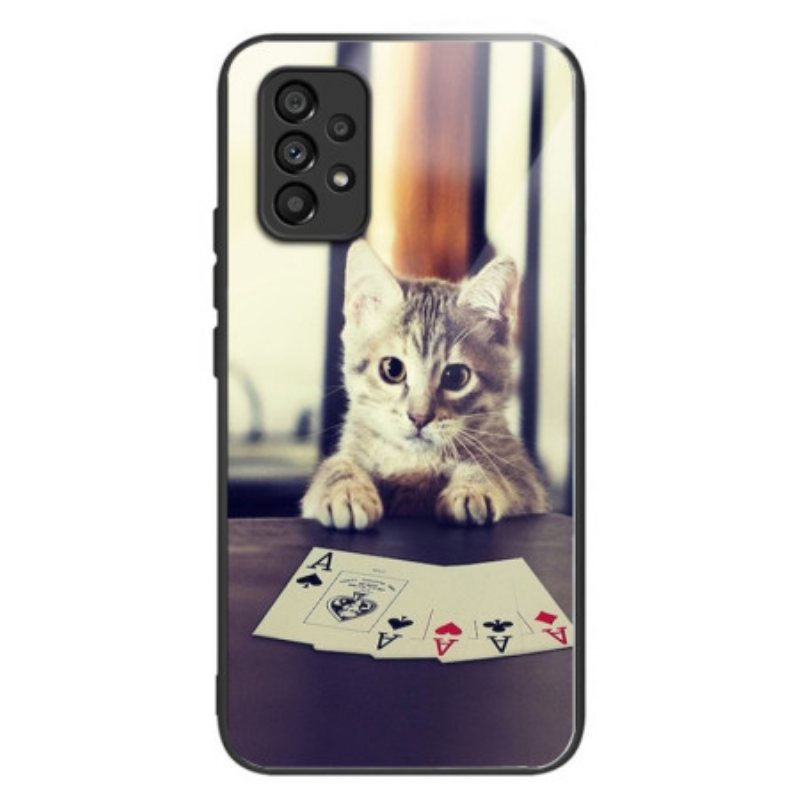 Deksel Til Samsung Galaxy A53 5G Poker Cat Herdet Glass